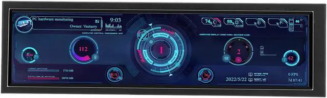 Main image of Heayzoki 8.8 Inch Display 1920x480 CPU GPU SSD Data Temperature Monitor Chassis Sub Screen, Micro USB Mini Data Monitor for RPi for