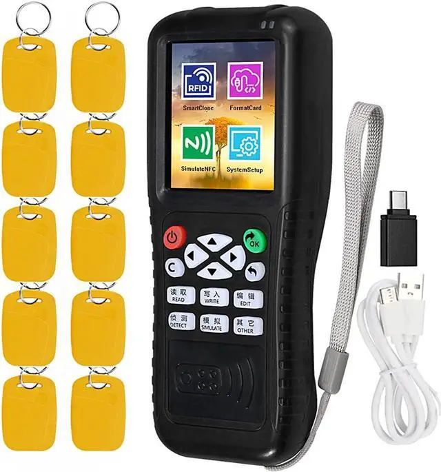 Main image of HERNAS RFID Reader Writer Duplicator, Multi Frequencies RFID Smart Card Programmer, Encrypted Card Decoder, with Writable Key Fobs Cards, Free Software (Only for Access Control Using)