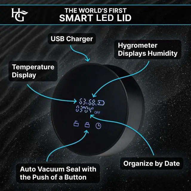 Alt view image 5 of 5 - Herb Guard Auto-Cure Smart Jar and Vacuum Seal Curing Jar with Built In Hygrometer (1 Liter / 2 Oz Capacity) Curing Kit & Child Resistant Container Keeps Herbs and Serving Spices Fresh for Months