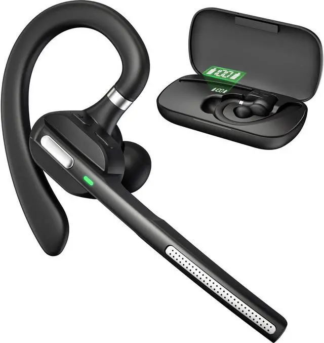 Main image of Bluetooth Headset with Noise-Cancelling Mic, Wireless Earpiece with Carrying Case for PC/Laptop, Hands-Free Headset for Work, Meetings, MS Teams, Business