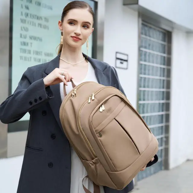 Alt view image 4 of 5 - Hidds Travel Laptop Backpack for Women 15.6 Inch Computer Backpacks with USB Charging Hole Anti Theft Carry on Bag College Bookbag Large Back Pack for Work Business Traveling Commuter Daypack-Coffee