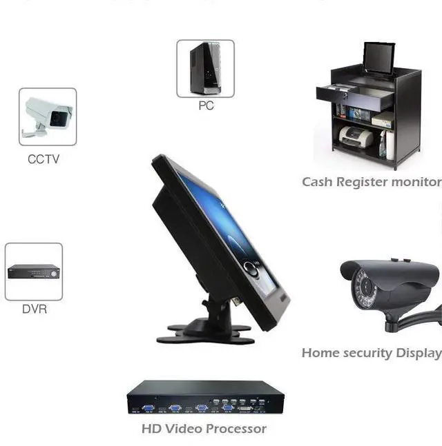Alt view image 5 of 5 - Hikity 10 Inch Small HDMI Monitor Portable CCTV Monitors 1280x600 with BNC, AVI, VGA, HDMI Input Cable, Remote Control, Built-in Speakers for PC, Camera, Raspberry Pi, X-Box (Support Flip Image)