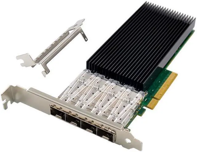 Main image of HINYSENO PCI-E Dual Port 4 x SFP iWARP RDMA Ethernet 10/100/1000Mbps/10G Gigabit LAN Card Network Interface Controller Card for Intel X722-DA4 Chipset Full/Low Profile Bracket