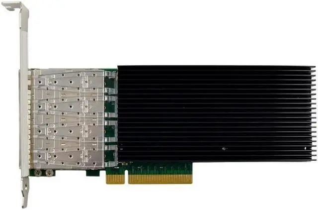 Alt view image 4 of 4 - HINYSENO PCI-E Dual Port 4 x SFP iWARP RDMA Ethernet 10/100/1000Mbps/10G Gigabit LAN Card Network Interface Controller Card for Intel X722-DA4 Chipset Full/Low Profile Bracket