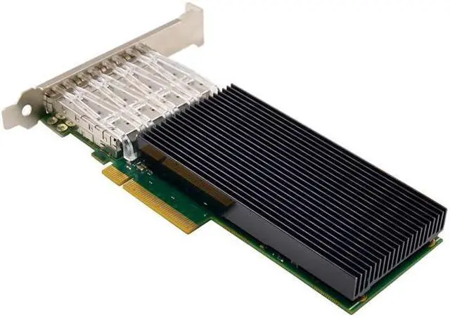 Alt view image 3 of 4 - HINYSENO PCI-E Dual Port 4 x SFP iWARP RDMA Ethernet 10/100/1000Mbps/10G Gigabit LAN Card Network Interface Controller Card for Intel X722-DA4 Chipset Full/Low Profile Bracket
