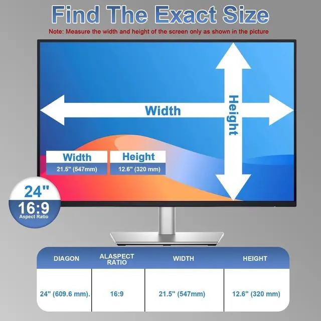 Alt view image 5 of 5 - Hoktods Acrylic Hanging Computer Privacy Screen Filter 24 Inch, Removable Privacy Shield Compatible with 16:9 Widescreen Monitor, Anti-Glare, Anti Blue Light Privacy Screen, Privacy Screen Protector