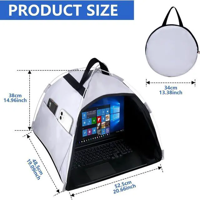 Alt view image 2 of 4 - HoYiXi Universal Laptop Sun Shade and Privacy Foldable Shield Working Outdoor Travel Sun Shield for 13-16 inch MacBook Air Pro Dell Asus PC,(Have patents),Grey