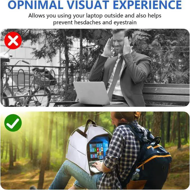 Alt view image 4 of 4 - HoYiXi Universal Laptop Sun Shade and Privacy Foldable Shield Working Outdoor Travel Sun Shield for 13-16 inch MacBook Air Pro Dell Asus PC,(Have patents),Grey