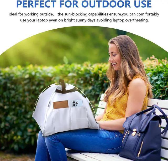 Alt view image 3 of 4 - HoYiXi Universal Laptop Sun Shade and Privacy Foldable Shield Working Outdoor Travel Sun Shield for 13-16 inch MacBook Air Pro Dell Asus PC,(Have patents),Grey