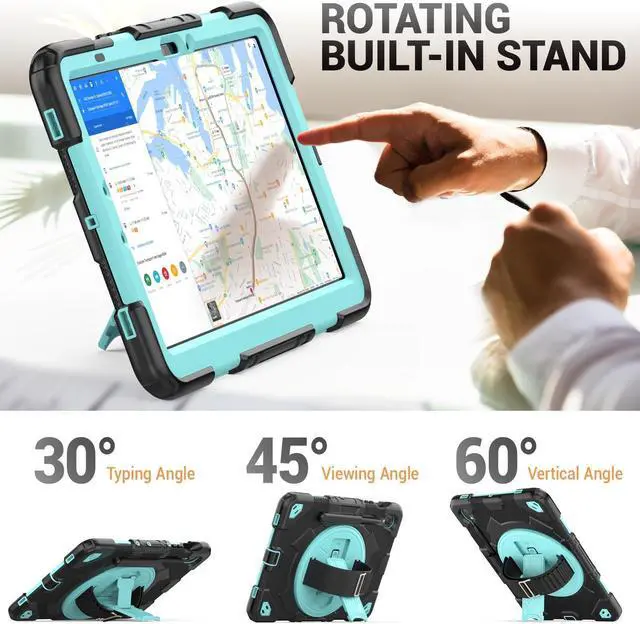 Alt view image 5 of 5 - HXCASEAC Case for Samsung Galaxy Tab S10 FE (2025) / S9 FE 10.9-inch / S9 11'' 5G with Screen Protector/S Pen Holder/360 Rotating Hand Strap, Heavy Duty Samsung S10 fe/S9fe Tablet Case - Light Blue