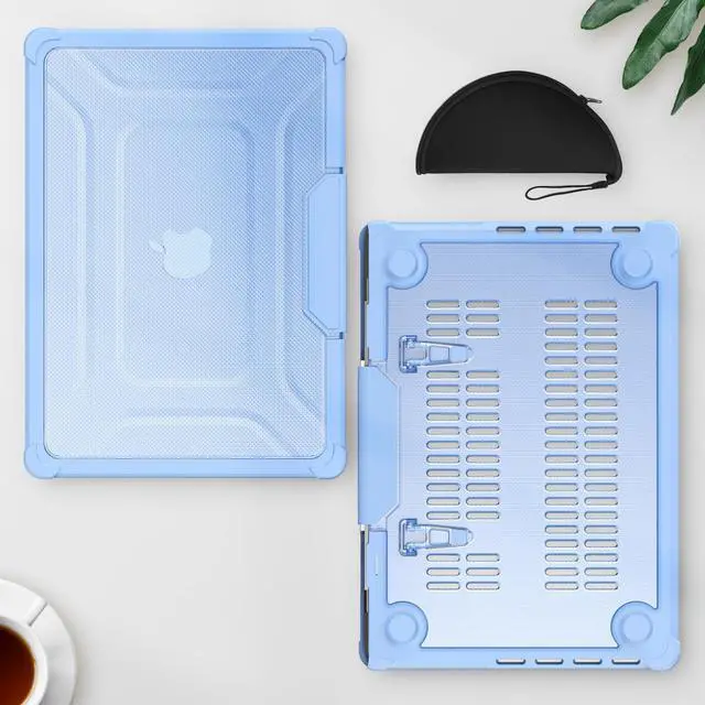 Alt view image 2 of 5 - HXCASEAC Case Compatible with MacBook Pro 14 inch Case 2024 2023 2022 2021, Anti-Scratching Protective Hard Cover with Foldable Stand M4 M3 M2 M1 - A3401 A3185 A2918 A2992 A2779 A2442 Case - Sky Blue