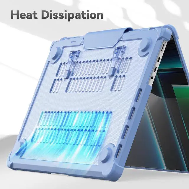 Alt view image 5 of 5 - HXCASEAC Case Compatible with MacBook Pro 14 inch Case 2024 2023 2022 2021, Anti-Scratching Protective Hard Cover with Foldable Stand M4 M3 M2 M1 - A3401 A3185 A2918 A2992 A2779 A2442 Case - Sky Blue