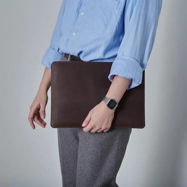 Alt view image 4 of 5 - INCARNE Laptop Leather Case - MacBook Air 15 inch Sleeve - Compatible with MacBook Air 15" M2 A2941, Brown