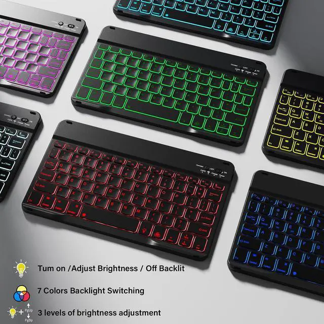 Alt view image 5 of 5 - JKSML Keyboard Case for iPad 10th Generation 10.9 inch 2022, 7 Color Backlight, Case with Keyboard for iPad 10 Gen, Wireless Keyboard, Built-in Pencil Holder, Auto Sleep/Wake, Black