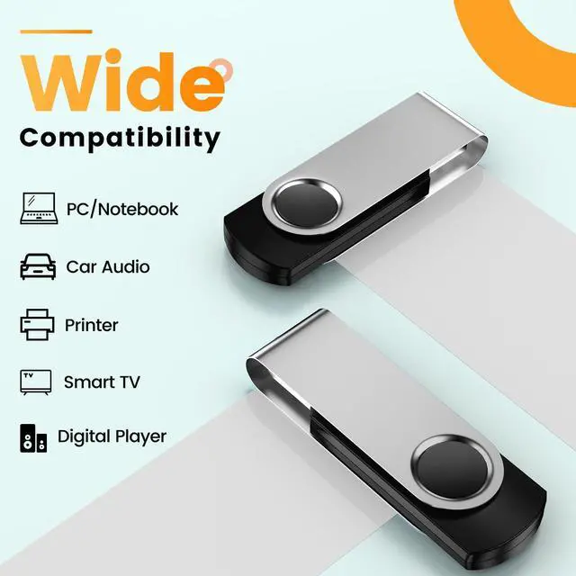 Alt view image 5 of 5 - Thumb Drive 64GB Flash Drives Bulk 10 Pack, Pen Drive 64 GB Memory Sticks USB 2.0 Metal Swivel Pen Drive, Kepmem Portable Jump Zip Drives 64 Giga Value Silver Pendrives with 10pcs Ropes