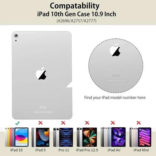 Alt view image 2 of 5 - kenke for iPad 11/10th Gen Case with Keyboard 11/10.9 inch 2025 A16/2022, Detachable Wireless Bluetooth Keyboard Case with Left Side Pencil Holder, White Square Keycaps (Cream)