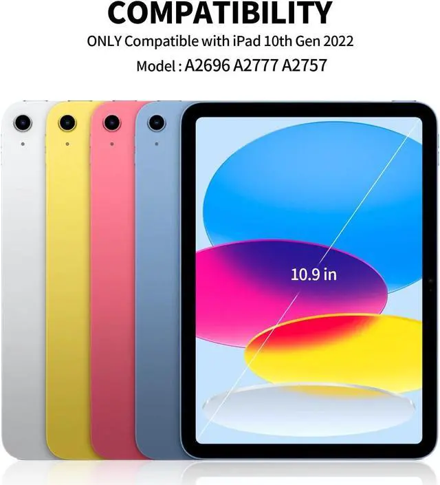 Alt view image 5 of 5 - kenke for iPad 10th Generation Case with Keyboard (10.9", 2022), 7 Color Backlight Round Cap, Wireless Detachable Keyboard Case with Pencil Holder for iPad 10th Model:A2696/A2757/A2777, Watermelon Red