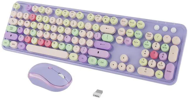 Main image of Wireless Typewriter Keyboard and Mouse - Wireless Keyboard with Silent Wireless Mouse, Cute Retro Keyboard Mouse Combo, 2.4G USB Computer Keyboard and Mouse for Windows Laptop/Desktop/PC(Purple)