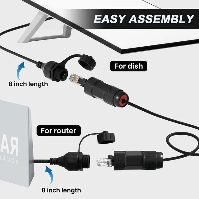 Alt view image 5 of 5 - Klutchtech Starlink Ethernet Adapter Gen 3/Starlink Mini, Starlink Cable SPX to RJ45 Adapter for Starlink Standard V3/Mini Dish and Router Black (2PCS)