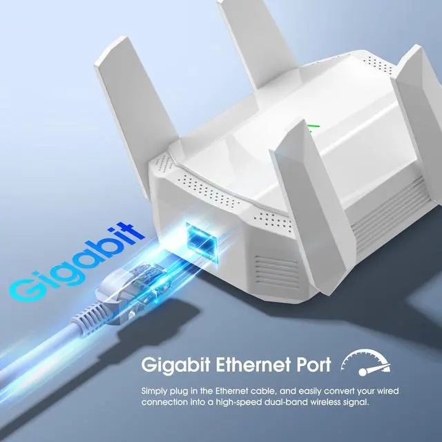 Alt view image 5 of 5 - AX3000 WiFi 6 Extender, Dual Band WiFi Extender Signal Booster, Internet Booster with Gigabit Ethernet Port, Covers Up to 12,000sq.ft and 99 Devices, Faster Speed and Easy Setup, White