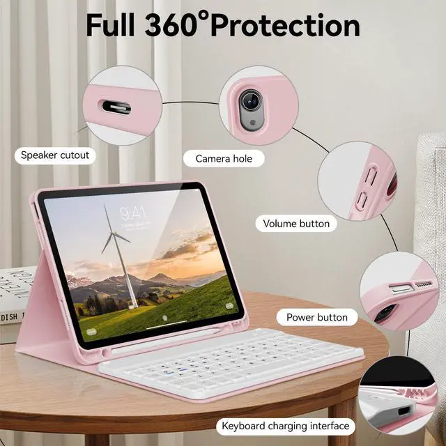 Alt view image 3 of 5 - KVTVOU Keyboard Case for iPad 10th Generation 10.9 Inch (2022 Release), Folio Magnetically Detachable Wireless Bluetooth Keyboard & Flip Stand Case for iPad 10th Generation 2022, Pink