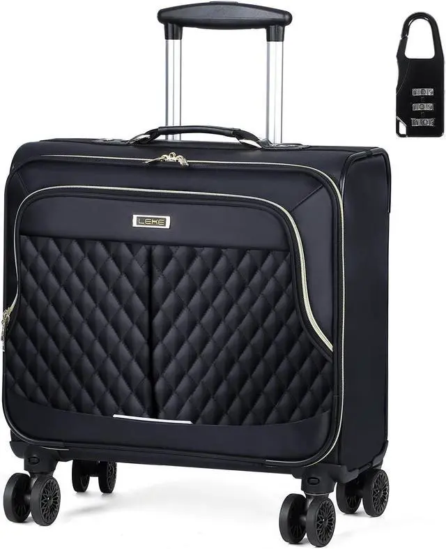 Main image of Lekebobor Rolling Laptop Bag Rolling Laptop Briefcase on Wheels for Women/Men Fits Up to 17.3Inch computer Bags Water Resistant for Work Travel and Business, Black Quilted
