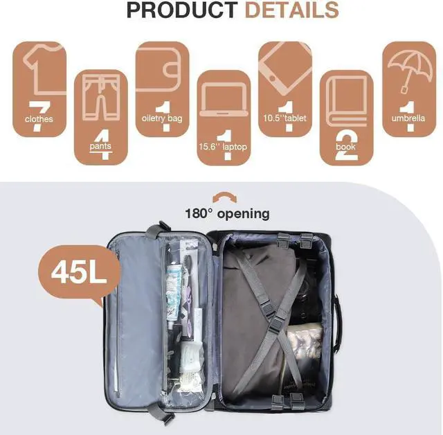 Alt view image 5 of 5 - Lekebobor Rolling Laptop Bag Rolling Laptop Briefcase on Wheels for Women/Men Fits Up to 17.3Inch computer Bags Water Resistant for Work Travel and Business, Black Quilted