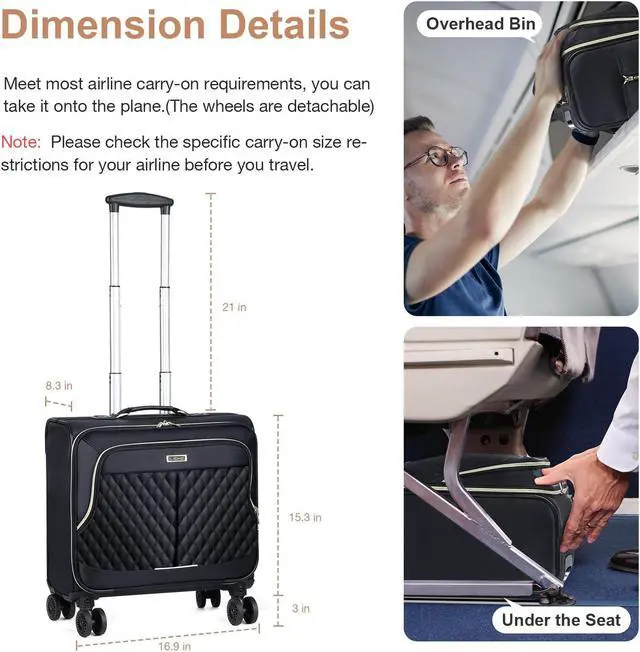 Alt view image 2 of 5 - Lekebobor Rolling Laptop Bag Rolling Laptop Briefcase on Wheels for Women/Men Fits Up to 17.3Inch computer Bags Water Resistant for Work Travel and Business, Black Quilted