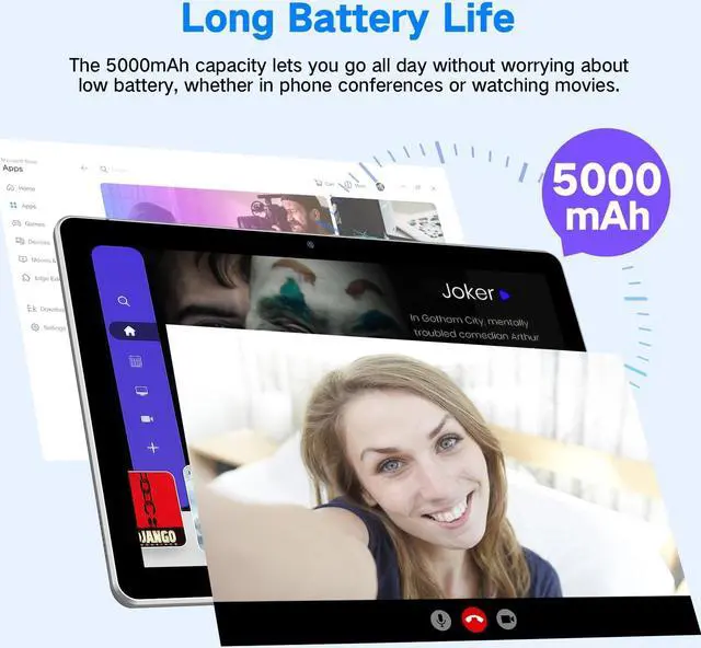 Alt view image 5 of 5 - Tablet 10.1 inch Android 13 Tablets, 2024 Cellular Tablets with SIM Card Slot, 6GB+64GB, Support 1TB Expand, Tablet with Case,1280x800 IPS, 5MP+8MP 5000mAh, Bluetooth GPS 5G Wifi Tablet (Silver)