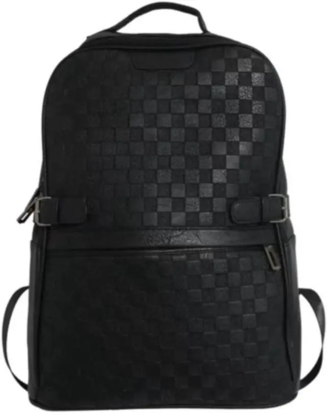 Main image of LOKYWU Leisure PU Leather Backpack Style Double Shoulder Bag Multi functional Backpack University Schoolbag Hiking Travel Bag (Black2), Single size