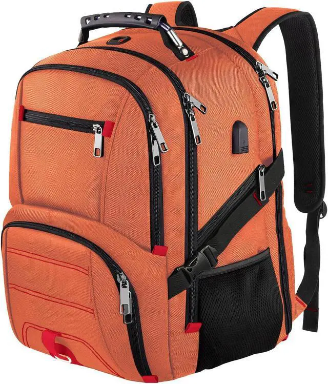 Main image of Extra Large 50L Travel Laptop Backpack, Computer bag Backbag with USB Charging Port, TSA Friendly Durable Big RFID Heavy Duty Business Tech Backpack Fits 17 Inch Laptops for Men Women, Orange