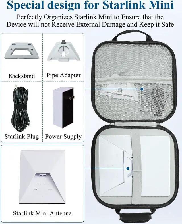 Alt view image 2 of 5 - Starlink Mini Carry Case - Outdoor Travel Case for Standard Starlink Mini Accessories, Large Capacity, Semi-Rigid EVA Protection