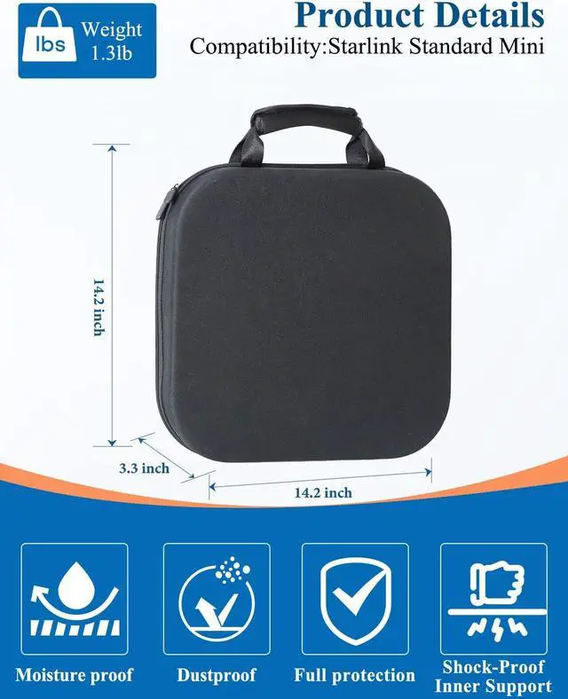 Alt view image 4 of 5 - Starlink Mini Carry Case - Outdoor Travel Case for Standard Starlink Mini Accessories, Large Capacity, Semi-Rigid EVA Protection