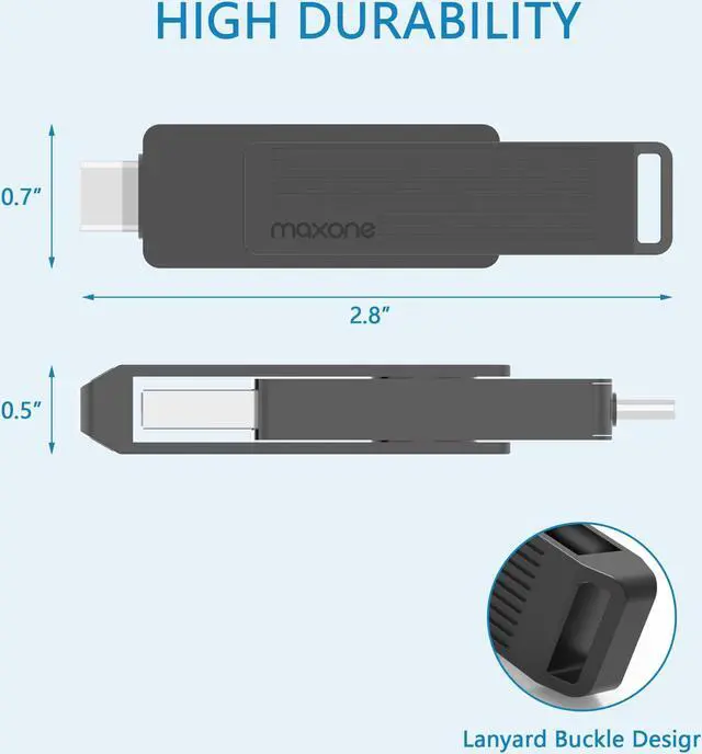 Alt view image 5 of 5 - Maxone External 512GB Portable Solid State Flash Drive, USB Type C Both 3.2 Tech - 2 in 1 Dual Drive Memory Stick Super Speed.Optimal Speeds Up to 600MB/s Read, 550MB/s Write.