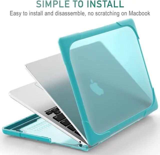 Alt view image 4 of 5 - Mektron Shockproof Case for MacBook Air 15 inch 2025/2024/2023 with M4/M3/M2 Chip Model A3241/A2941/ A3114, 15.3" Heavy Duty Protective Hard Shell Cover with Fold Kickstand with Keyboard Skin, Blue