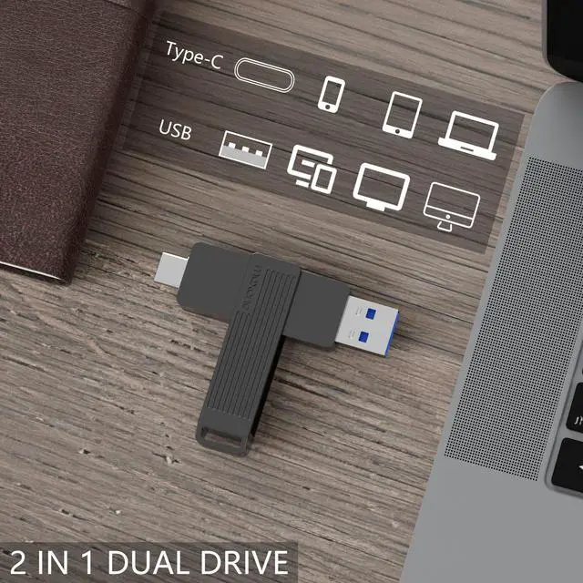 Alt view image 2 of 5 - Maxone External 512GB Portable Solid State Flash Drive, USB Type C Both 3.2 Tech - 2 in 1 Dual Drive Memory Stick Super Speed.Optimal Speeds Up to 600MB/s Read, 550MB/s Write.
