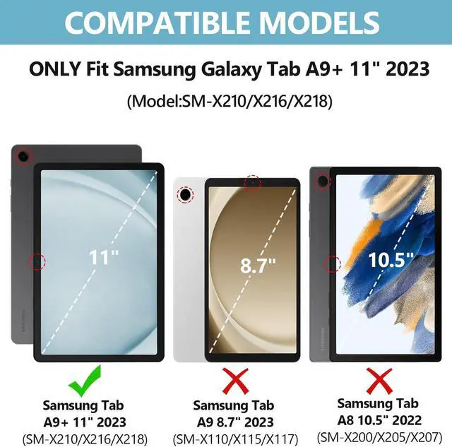 Alt view image 2 of 5 - Keyboard Case for Samsung Galaxy Tab A9 Plus/A9+ 5G 11 Inch 2023, Samsung A9 Plus Tablet Case with Detachable Wireless Bluetooth Keyboard (SM-X210/X216/X218) - Blue