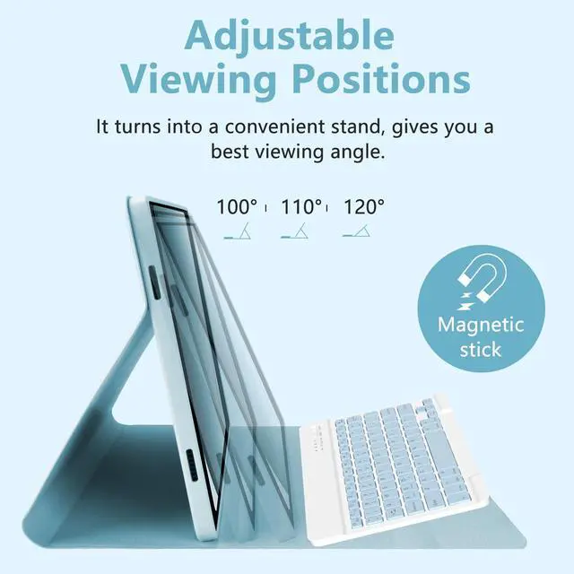 Alt view image 4 of 5 - Keyboard Case for Samsung Galaxy Tab A9 Plus/A9+ 5G 11 Inch 2023, Samsung A9 Plus Tablet Case with Detachable Wireless Bluetooth Keyboard (SM-X210/X216/X218) - Blue