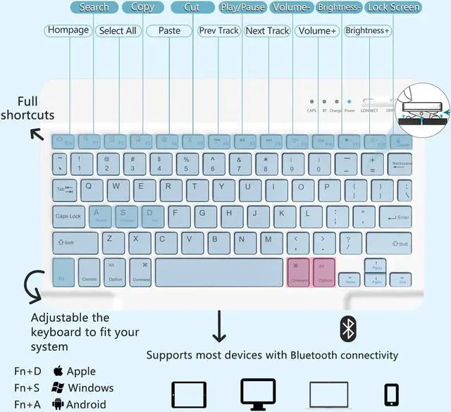 Alt view image 3 of 5 - Keyboard Case for Samsung Galaxy Tab A9 Plus/A9+ 5G 11 Inch 2023, Samsung A9 Plus Tablet Case with Detachable Wireless Bluetooth Keyboard (SM-X210/X216/X218) - Blue