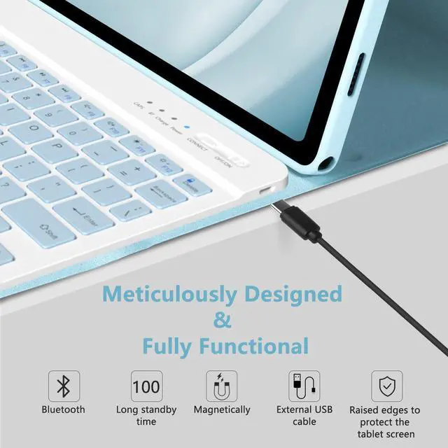 Alt view image 5 of 5 - Keyboard Case for Samsung Galaxy Tab A9 Plus/A9+ 5G 11 Inch 2023, Samsung A9 Plus Tablet Case with Detachable Wireless Bluetooth Keyboard (SM-X210/X216/X218) - Blue