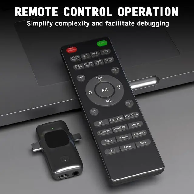 Alt view image 3 of 5 - Facmogu E8 Wireless Sound Card Live Streaming Earphones, Portable Multi-function Sound Card Live Broadcasting and Audio Editing Earphones w/Remote Control, Suitable for Streaming Game YouTube TikTok