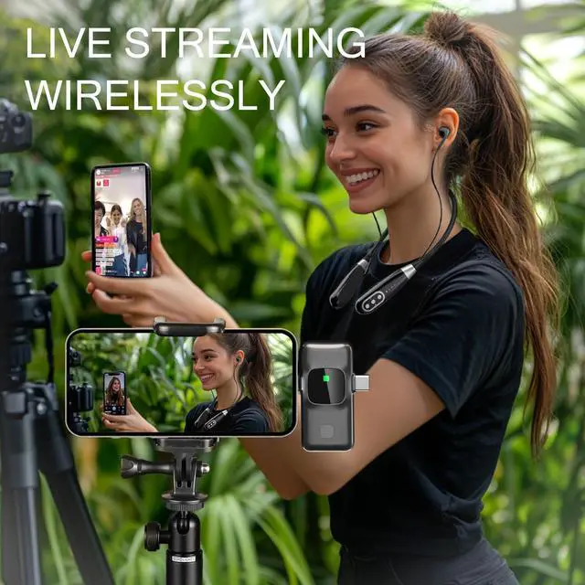 Alt view image 5 of 5 - Facmogu E8 Wireless Sound Card Live Streaming Earphones, Portable Multi-function Sound Card Live Broadcasting and Audio Editing Earphones w/Remote Control, Suitable for Streaming Game YouTube TikTok