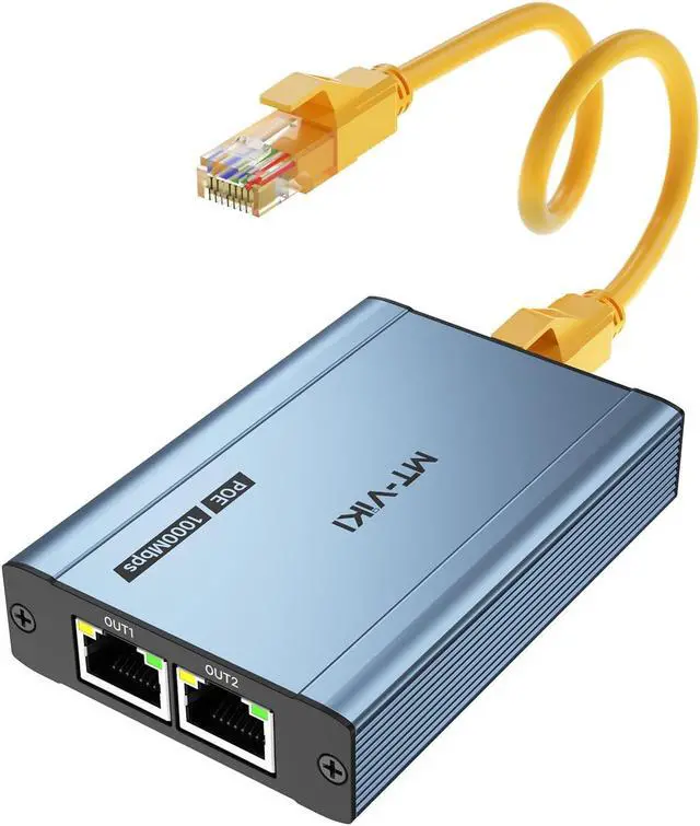 Main image of MT-VIKI Upgraded POE Ethernet Splitter - 1 to 3 1000Mbps, No Power Supply Required, Dual RJ45 Splitter for Cat5e/6/7/8 Cable, Compatible with POE IP Camera, Switch and More