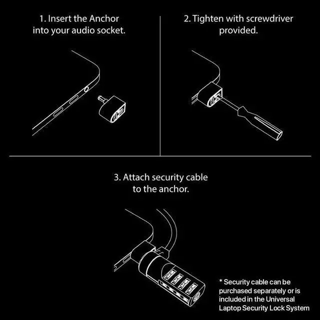 Alt view image 5 of 5 - Multplx Anchor Adapter for Kensington Laptop Lock Cable | Anti-theft For All Laptops, Tablets, Notebooks | Adds Lock Slot To Any Device | Compact Slim Design | Compatible With Standard T-Bar Locks
