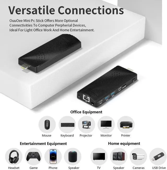 Alt view image 4 of 5 - OuuOee Mini PC Stick Fanless, Celeron J4105, 8GB RAM 128GB Storage, Micro Computer Stick Supports 4K 60HZ HDMI, USB PD3.0, Gigabit Ethernet, Wi-Fi 5 on Business, Industrial, Office, Media, Video