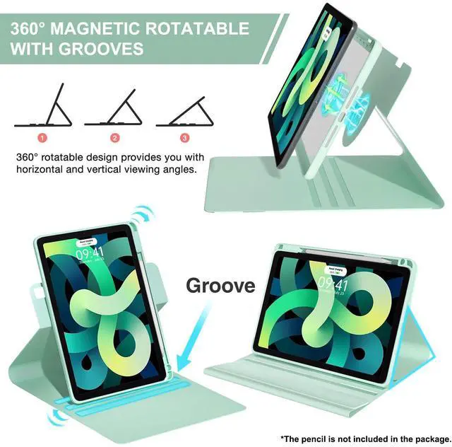 Alt view image 3 of 5 - OYEEICE for iPad Pro 11 inch Case with Keyboard - Detachable Backlit Keyboard, Upgraded Magnetic Cover with Pencil Holder for iPad Air 5th Generation, iPad 10.9 inch & iPad Air 4th Gen - Green