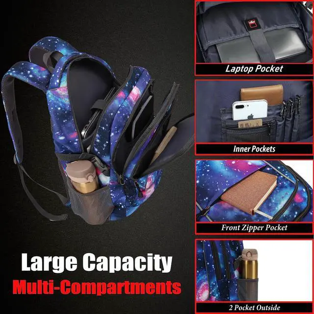 Alt view image 2 of 5 - ProEtrade Galaxy Backpack Bookbag for College Sturdy Travel Business Hiking Fit Laptop Up to 15.6 Inch Multi Compartment Gifts for Men Women Night Light Reflective (Galaxy)