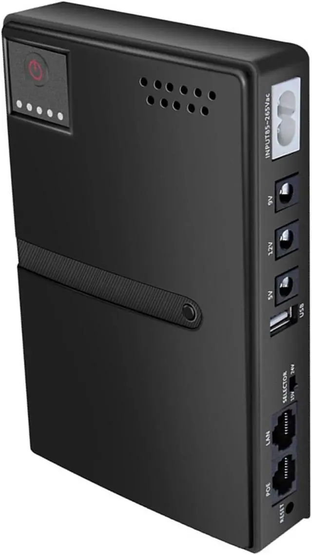 Alt view image 2 of 5 - Mini UPS Battery Backup Power Source Uninterruptible Power Supply for Router, Modem, CCTV Security Camera, Smartphone, 10400mAh 36W USB 5V DC 5V 9V 12V POE 15V 24V 6 Outlets (US