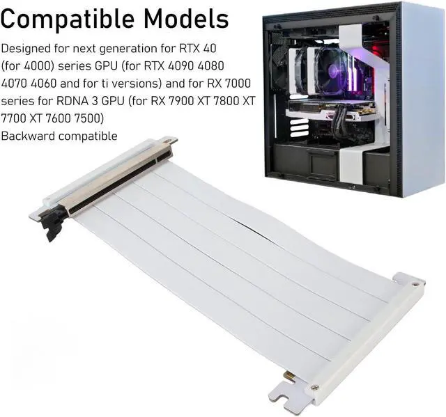 Alt view image 3 of 5 - Ultra PCIE 4.0 X16 Riser Cable, High Speed Flexible Extender Card Extension Port, 180 Degree Adapter, GPU Extension Cable for Graphics Card Vertical Mount for RTX 4090 RX 7900