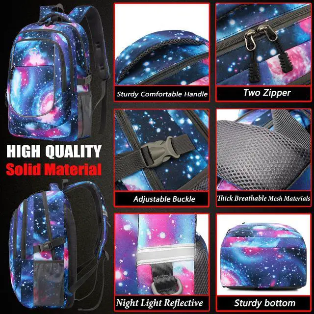 Alt view image 3 of 5 - ProEtrade Galaxy Backpack Bookbag for College Sturdy Travel Business Hiking Fit Laptop Up to 15.6 Inch Multi Compartment Gifts for Men Women Night Light Reflective (Galaxy)